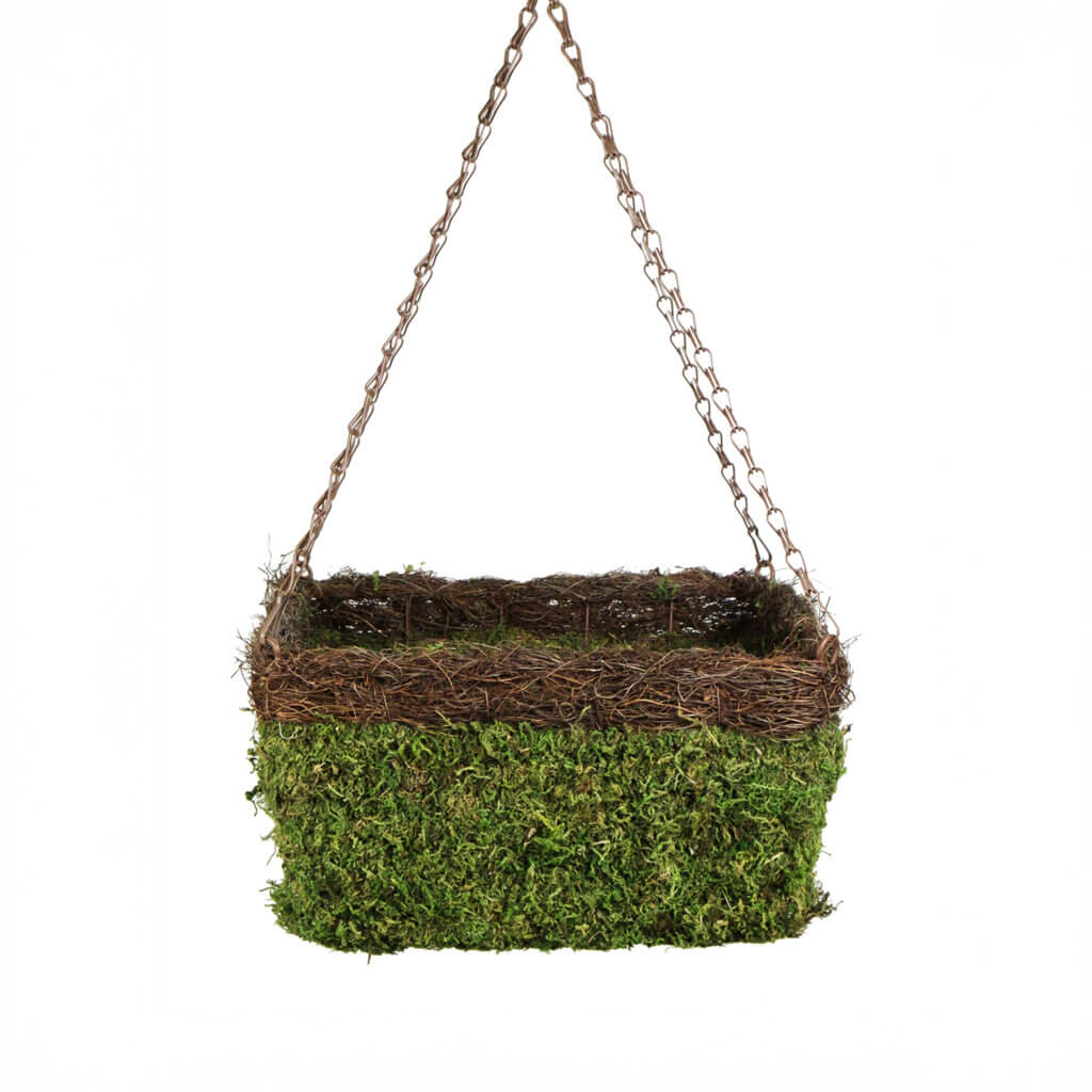 MossWeave Square Hanging Basket, Wicker Rim, Set of 3 #2